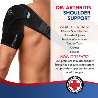 Doctor Developed Shoulder Brace for Pain Relief & Recovery - Left Right Shoulder Brace - for Women Men, with Handbook (Black)
